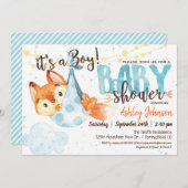 Invitation du Baby shower Boy Fox (Devant / Derrière)