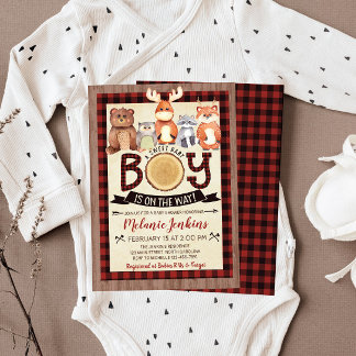 Invitation du Baby shower Boy Lumberjack Woodland