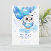 Invitation du Baby shower Boy Owl Watercolor (Debout devant)