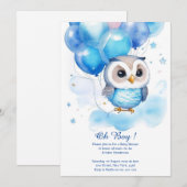 Invitation du Baby shower Boy Owl Watercolor (Devant / Derrière)