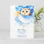 Invitation du Baby shower Boy Owl Watercolor (Debout devant)