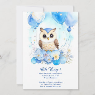 Invitation du Baby shower Boy Owl Watercolor