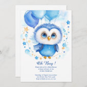 Invitation du Baby shower Boy Owl Watercolor (Devant / Derrière)