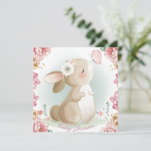 Invitation du Baby shower Bunny (Debout devant)