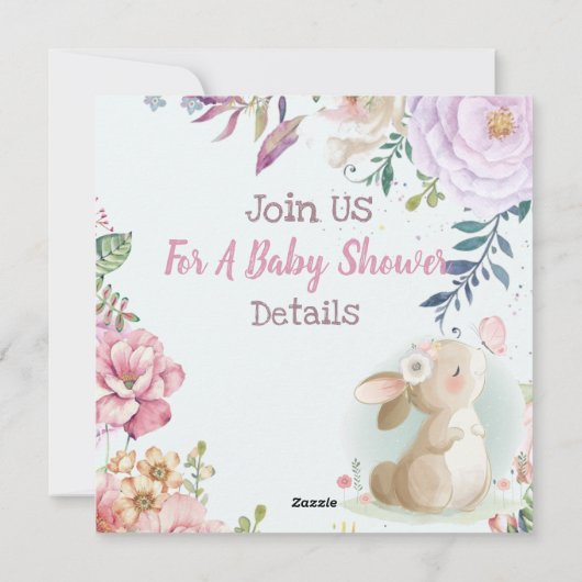 Invitation du Baby shower Bunny (Dos)