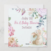 Invitation du Baby shower Bunny (Dos)