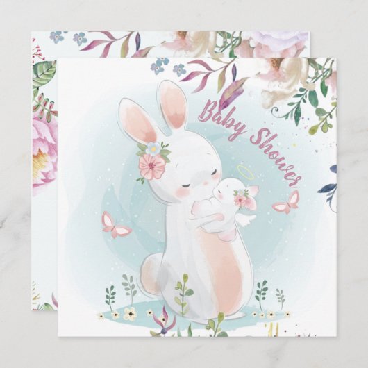 Invitation du Baby shower Bunny (Devant / Derrière)