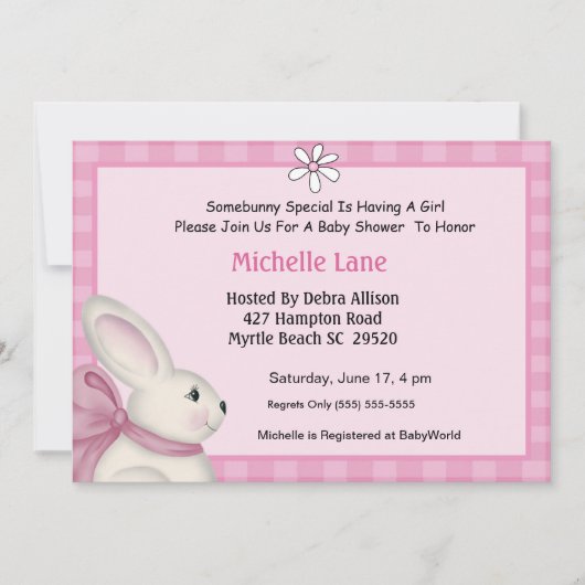 Invitation du Baby shower Bunny (Devant)