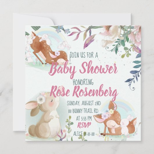Invitation du Baby shower Bunny (Devant)