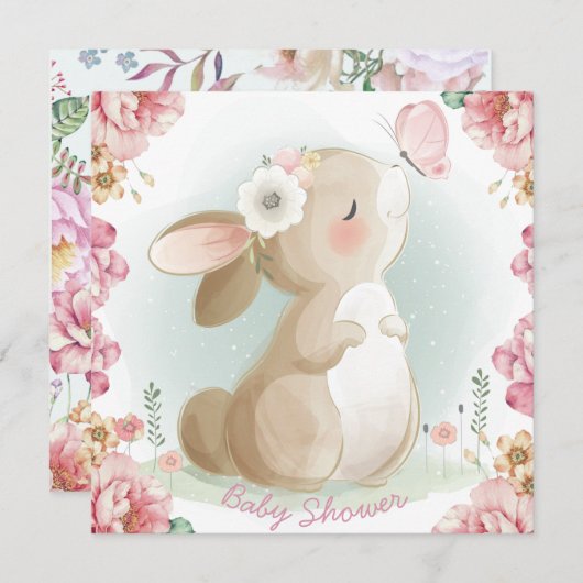Invitation du Baby shower Bunny (Devant / Derrière)