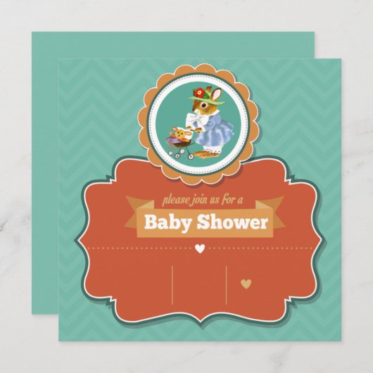 Invitation du Baby shower Bunny (Devant / Derrière)