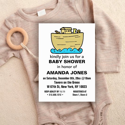 Invitation du Baby shower chrétien de Noah's Ark C