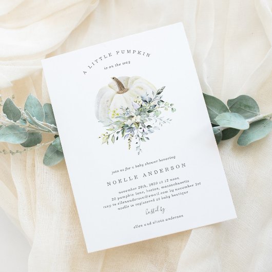 Invitation du Baby shower Citrouille floral