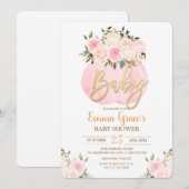 Invitation du Baby shower Citrouille floral (Devant / Derrière)