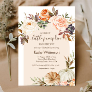 Invitation du Baby shower Citrouille floral Boho