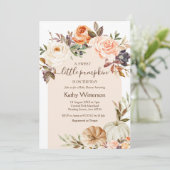 Invitation du Baby shower Citrouille floral Boho (Debout devant)