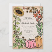 Invitation du Baby shower Citrouille rose de la ré (Devant)