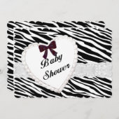 Invitation du Baby shower Coeur de dentelle Zebra (Devant / Derrière)