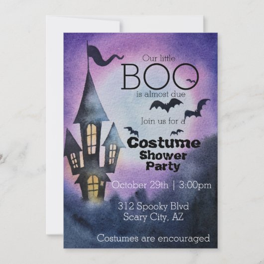Invitation du Baby shower Costume Halloween (Devant)