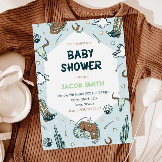 Invitation du Baby shower Cowboy Sud-Ouest