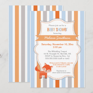 Invitation du baby shower Cute Fox, genre neutre