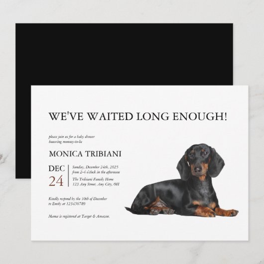 Invitation du Baby shower Dachshund Dog (Devant / Derrière)
