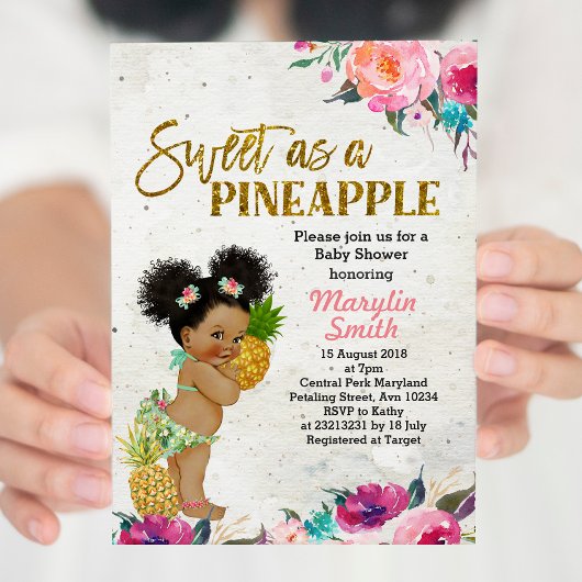 Invitation du Baby shower d'ananas tropical