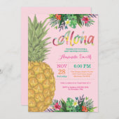 Invitation du Baby shower d'ananas tropical (Devant / Derrière)