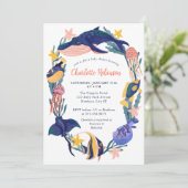 Invitation du Baby shower d'animaux de l'océan mar (Debout devant)
