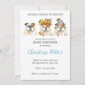 Invitation du Baby shower d'aquarelle Bulldog angl (Devant)