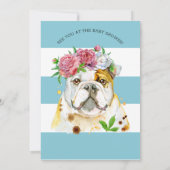Invitation du Baby shower d'aquarelle Bulldog angl (Dos)