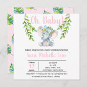 Invitation du Baby shower d'aquarelle de fille (Devant / Derrière)