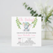Invitation du Baby shower d'aquarelle de fille (Debout devant)