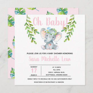 Invitation du Baby shower d'aquarelle de fille
