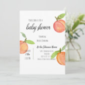 Invitation du Baby shower d'aquarelle de pêche (Debout devant)