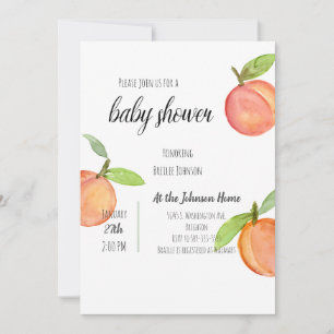 Invitation du Baby shower d'aquarelle de pêche