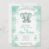 Invitation du Baby shower d'aquarelle d'éléphant v (Devant)
