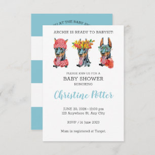 Invitation du Baby shower d'aquarelle Doberman
