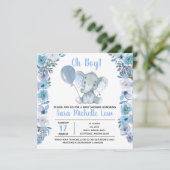 Invitation du Baby shower d'aquarelle éléphant du  (Debout devant)