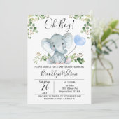 Invitation du Baby shower d'aquarelle éléphant du  (Debout devant)