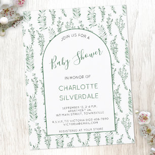 Invitation du Baby shower d'aquarelle Eucalyptus