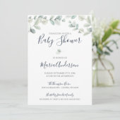Invitation du Baby shower d'aquarelle Eucalyptus (Debout devant)