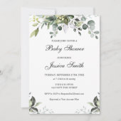 Invitation du Baby shower d'aquarelle Eucalyptus (Devant)