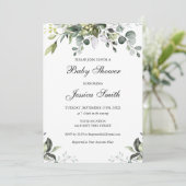 Invitation du Baby shower d'aquarelle Eucalyptus (Debout devant)