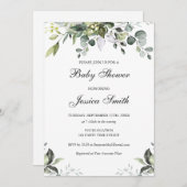 Invitation du Baby shower d'aquarelle Eucalyptus (Devant / Derrière)