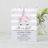 Invitation du Baby shower d'aquarelle florale Unic (Debout devant)