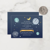 Invitation du Baby shower d'aquarelle spatiale (Devant/Arrière en situation)