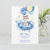 Invitation du Baby shower d'aquarelle Wolf Pup (Debout devant)