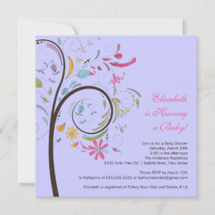 Invitation du Baby shower d'arbre floral du printe