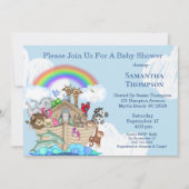 Invitation du Baby shower d'arche de Bleu Noé (Devant)